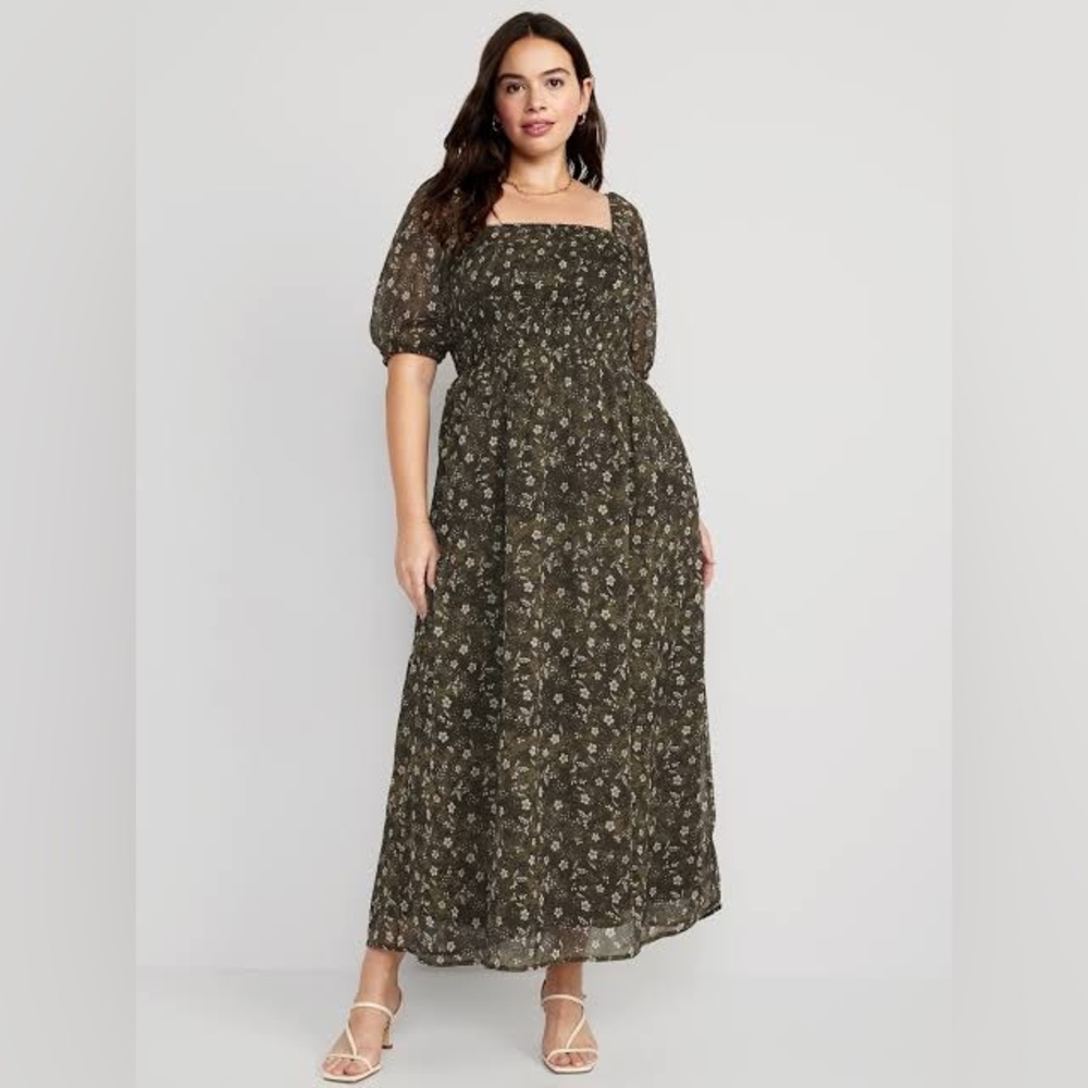 Old Navy Olive Floral Maxi Dress